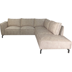 HSM Collection-Hoek Loungebank Rechts Morgan 01-261x248x88-Naturel/Zwart-Stof/Metaal