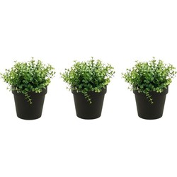 Set van 3x stuks groene kunstplanten eucalyptus plant in pot 20 cm - Kunstplanten