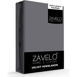 Zavelo Flanel Velvet Hoeslaken Antraciet-Lits-jumeaux (180x200 cm)