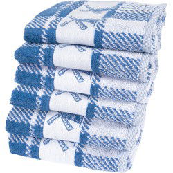 Twentse Damast Keukendoekenset - 6 stuks - Mill Blauw