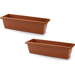 2x stuks plantenbak terra cotta rechthoekig 60 x 20 x 16 cm - Plantenbakken