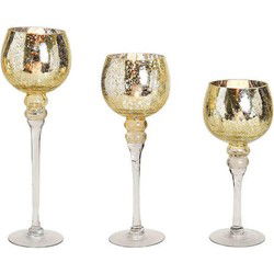 Kaarsenhouder set - 3-delig - goudkleurig - 30, 35 en 40 cm - waxinelichthouders - Waxinelichtjeshouders