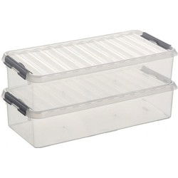 Sunware opbergbox - 2x - transparant - 6.5L - 48 x 19 x 10 cm - Opbergbox