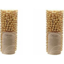 Kerst kralen guirlandes goud 10 meter kerstboom versiering/decoratie - Kerstslingers