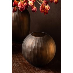 PTMD Vaas Mishan - 16x16x25 cm - Glas - Bruin