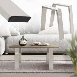 Set van 2 tafelpoten bankrunners Loft 44x42 cm zilver profiel 8x2cm staal U-vorm ML-Design