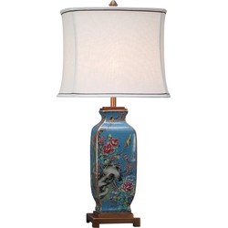 Fine Asianliving Oosterse Tafellamp Porselein Blauw Handgeschilderd