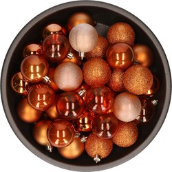 Cosy at Home kerstballen plastic - 48x st - kaneel bruin - 6 cm -in tas - Kerstbal