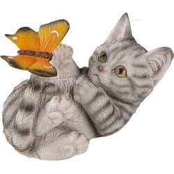 Clayre & Eef Beeld Kat Grijs Kunststof