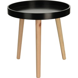 Plantenstandaard/bijzettafel - zwart - hout - rond - 40 x 39 cm - Bijzettafels