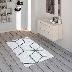 Badkamer Vloerkleed Kaurela - Wit / Antraciet - 50x80 cm