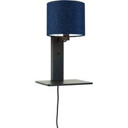 Wandlamp Andes - Bamboe Zwart/Blauw - 19x24x36cm