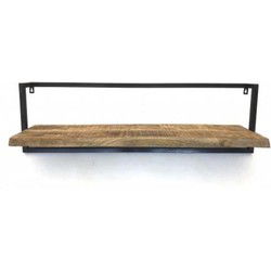 Wandrek van Mangohout - Industrieel Wandrek - Hout en Metaal Wandrekken - Wanddecoratie - 100 x 25 x 30 cm hoog