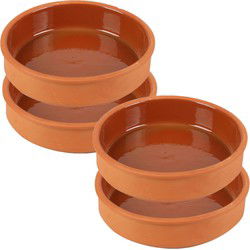 Urban Living Tapas/sauzen/hapjes serveer schaaltjes set - 4x stuks - terracotta - 16 x 4 cm p/st - Snack en tapasschalen