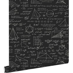 ESTAhome behang rekenformules mat zwart - 53 cm x 10,05 m - 128230
