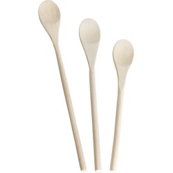 Gerim Kitchen Solutions set keukenlepels/pollepels - 3 stuks - hout - 25/30/35 cm - Keukenspatels