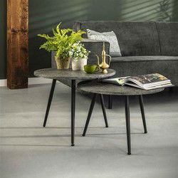 Industriële salontafel set Harper grijs metaal