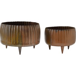 PTMD Ziggi Copper patina iron ribbed pot round feet SV2