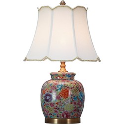 Fine Asianliving Oosterse Tafellamp Porselein Multicolor met Kap