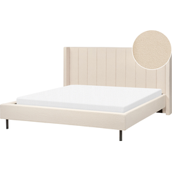 Beliani VILLETTE - Tweepersoonsbed-Beige-Bouclé