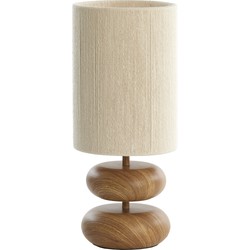 Light&living Tafellamp Ø22x50,5 cm DANIALO hout print naturel+touw crème