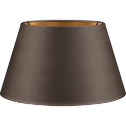 Fluweel - Velvet Lampenkap - Conisch - Grey + goud - Luxe stijl - ø30 x 17 cm - E27 fitting - voor tafellampen - voor woonkamer en eetkamer