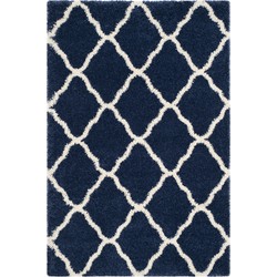 Safavieh Shaggy Indoor Woven Area Rug, Hudson Shag Collection, SGH283, in Navy & Ivory, 155 X 229 cm