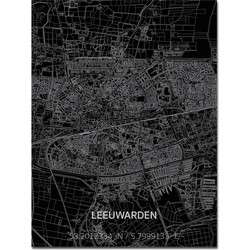 Aluminium Citymap Leeuwarden 80x60 cm