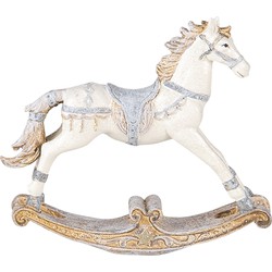 Clayre & Eef Beeld Paard 14 cm Wit Beige Polyresin Kerstdecoratie