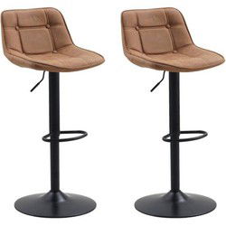 Set van 2 Industriële Draaibare Barkrukken Cognac Microvezel Stof Keston - Verstelbaar