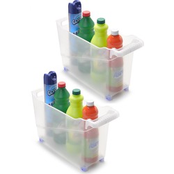 Set van 4x stuks kunststof trolleys transparant op wieltjes L45 x B17 x H29 cm - Opberg trolley