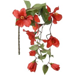 Louis Maes kunstbloemen - Hibiscus - rood - hangende tak vanA 165 cm - Hawaii/zomer thema - Kunstbloemen