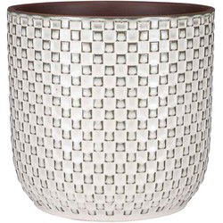 Mica Decorations Daan Bloempot - H20 x Ø 21 cm - Keramiek - Wit