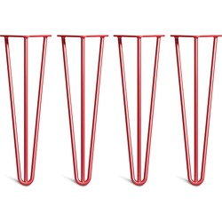 The Hairpin Leg Co. – Hairpin Legs – Bank – 40cm – 10mm - Bankpoten – 3 Staven - Rood