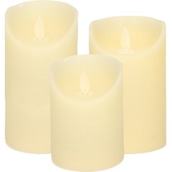 Set van 3x stuks Ivoor Witte Led kaarsen met bewegende vlam - LED kaarsen