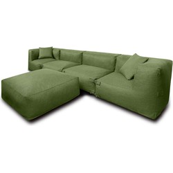 Feel Furniture - Binnen & Buiten bank - Odin - 4 Persoonsbank - Groen - Met Hocker