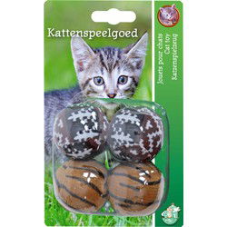 Boon kattenspeelgoed rammelbal pluche bruin a 4st