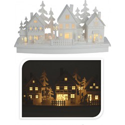 Wit kerstdorp met licht type 1 - Kerstdorpen