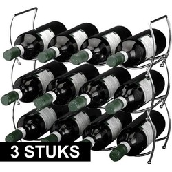 3x Handig RVS wijnrek voor 12 flessen - Wijnrekken