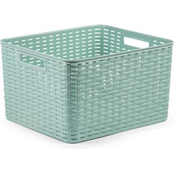 Plasticforte Opbergmand - Kastmand - rotan kunststof - mintgroen - 28 Liter - 34 x 40 x 23 cm - Opbergmanden