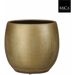 Mica Decorations Bloempot Porto - 22.5x22.5x23 cm - Terracotta - Goud,Metallic