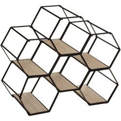 Atmosphera Wijnrek - metaal - voor 6 flessen - zwart - 30 cm - Wijnrekken