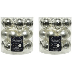 54x stuks kleine glazen kerstballen zilver 4 cm mat/glans - Kerstbal
