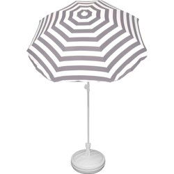 Parasolstandaard wit en grijs/wit gestreepte parasol - Parasolvoeten