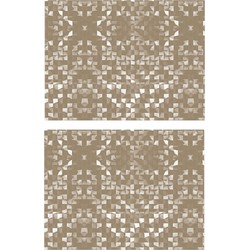 6x stuks retro stijl placemats van vinyl 40 x 30 cm beige - Placemats