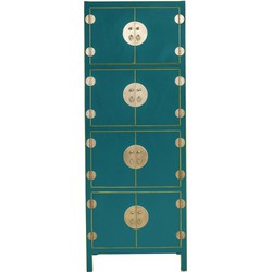 Fine Asianliving Chinese Kast Teal Blauw B67xD45xH180cm - Orientique