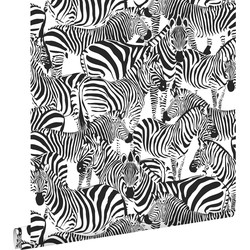 ESTAhome behang zebra's zwart wit - 0,53 x 10,05 m - 139155