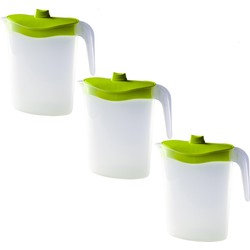 Hega Hogar Waterkan/sapkan - 3x - groen deksel - 2,5L - 11 x 26 cm - Schenkkannen