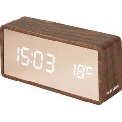 Karlsson - Wekker Copper Mirror LED - Donker hout