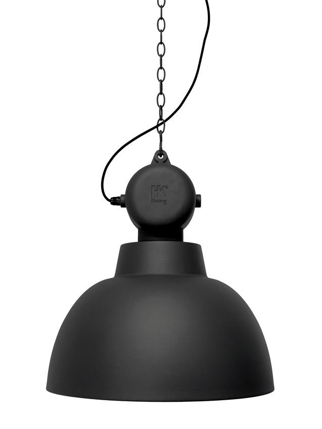 HK-living hanglamp L "Factory", mat zwart Ø 50 cm, industriële lamp, metaal, 50x55 cm - 